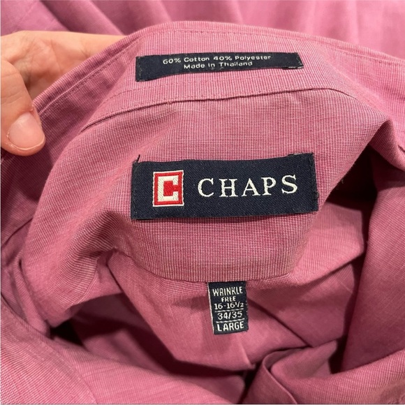 Chaps Pink Mauve Button Down Long Sleeve Shirt 16- 16 1/2 34/ 35 Large L - Picture 6 of 9